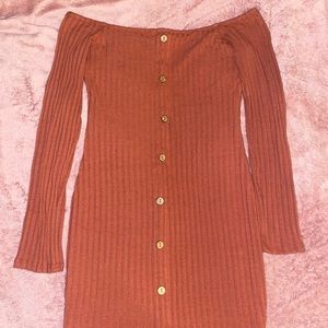 Windsor off the shoulder button down dress